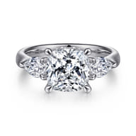 Anabelle - 14K White Gold Cushion Cut Three Stone Diamond Engagement Ring