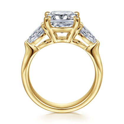 Anabelle - 14K Yellow Gold Cushion Cut Three Stone Diamond Engagement Ring