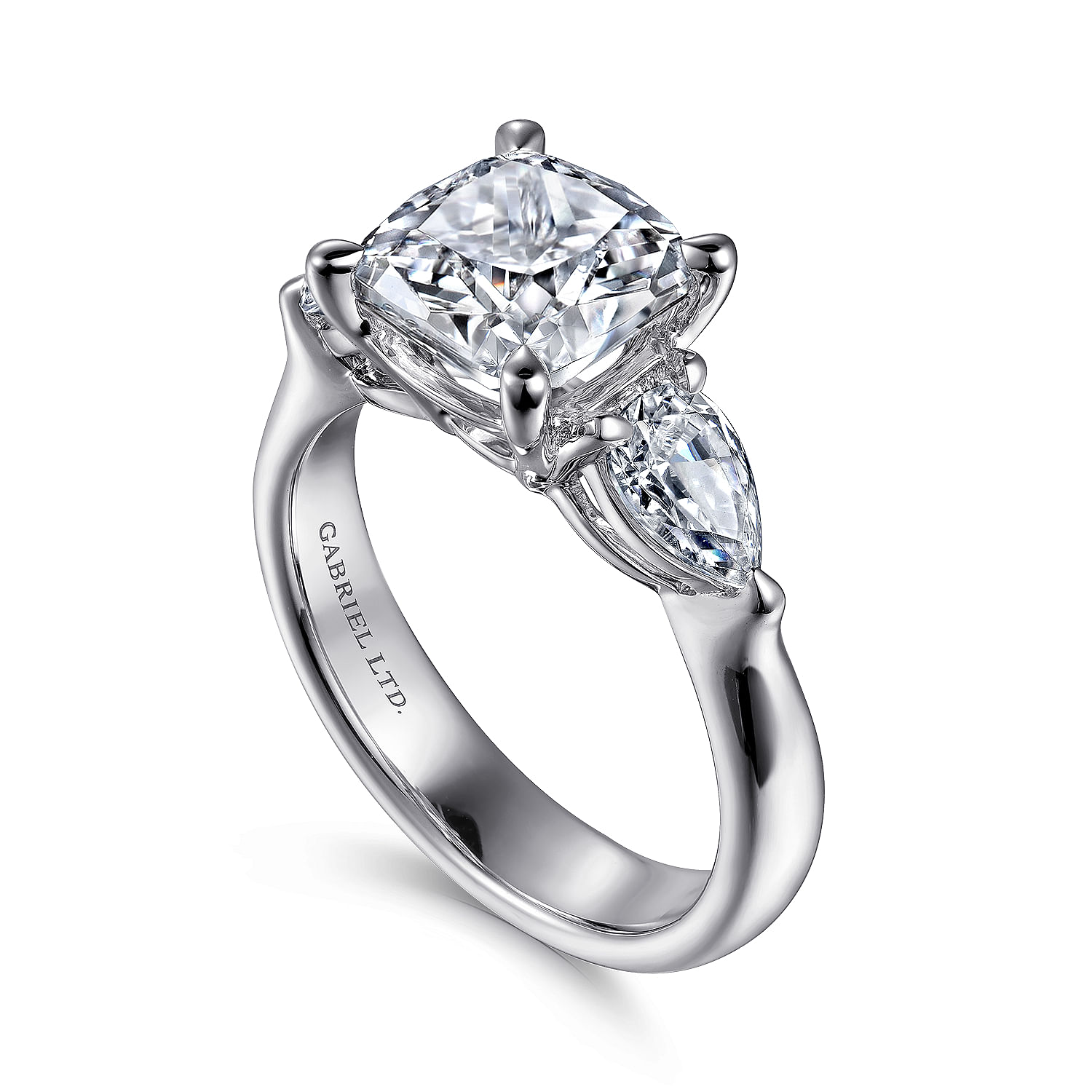 Anabelle - 18K White Gold Cushion Cut Three Stone Diamond Engagement Ring