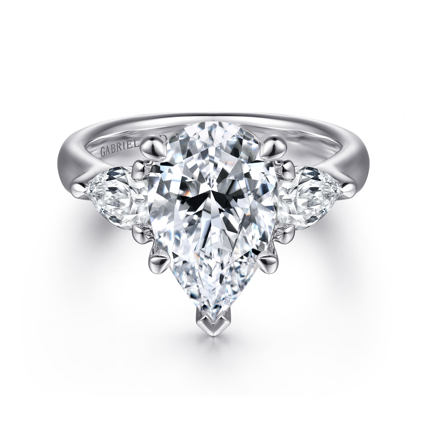 Anabelle - 18K White Gold Pear Shape Three Stone Diamond Engagement Ring
