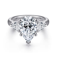Anabelle - 18K White Gold Pear Shape Three Stone Diamond Engagement Ring
