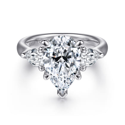 Anabelle - 18K White Gold Pear Shape Three Stone Diamond Engagement Ring