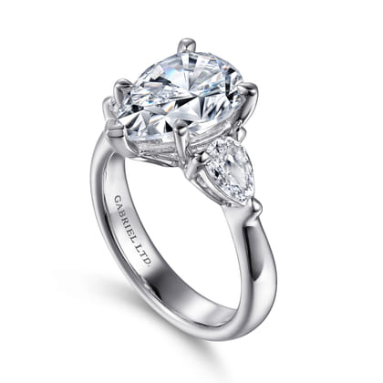 Anabelle - 18K White Gold Pear Shape Three Stone Diamond Engagement Ring