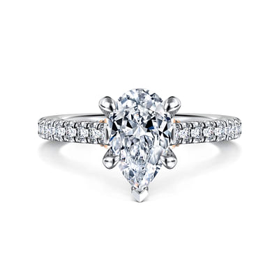 Anais - 14K White-Rose Gold Pear Shape Diamond Engagement Ring