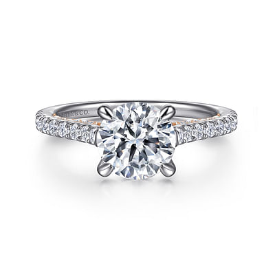 Anais - 14K White-Rose Gold Round Diamond Engagement Ring