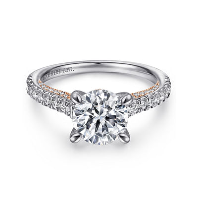 Anais - 18K White-Rose Gold Round Diamond Engagement Ring