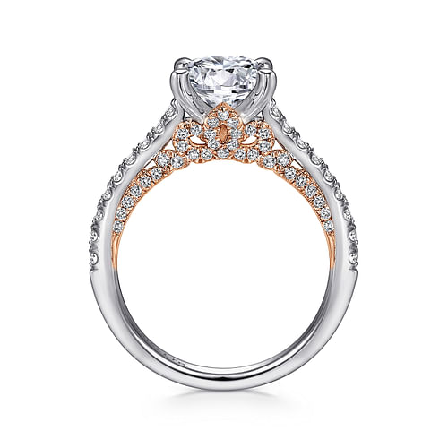 Anais - 18K White-Rose Gold Round Diamond Engagement Ring - 0.46 ct - Shot 2