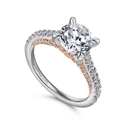 Anais - 18K White-Rose Gold Round Diamond Engagement Ring - 0.46 ct - Shot 3