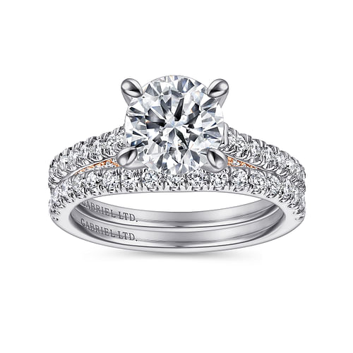 Anais - 18K White-Rose Gold Round Diamond Engagement Ring - 0.46 ct - Shot 4