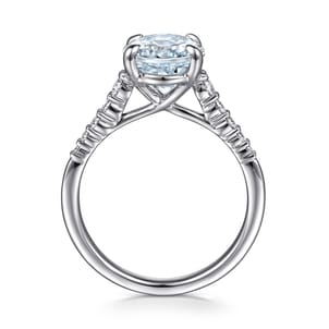 Anastazia - 14K White Gold Oval Aquamarine and Diamond Engagement Ring