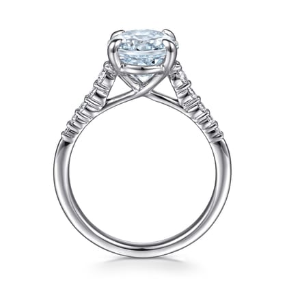 Anastazia - 14K White Gold Oval Aquamarine and Diamond Engagement Ring