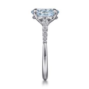Anastazia - 14K White Gold Oval Aquamarine and Diamond Engagement Ring