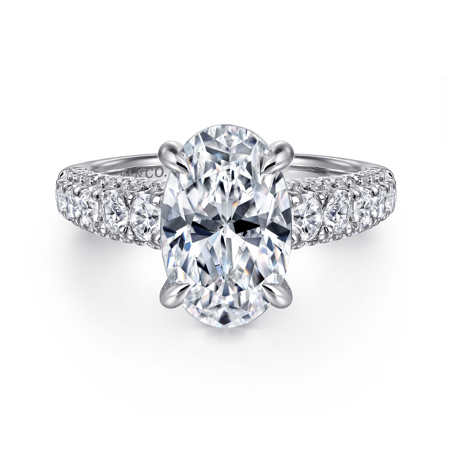 Andais - 14K White Gold Oval Shape Diamond Engagement Ring