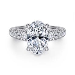 Andais - 14K White Gold Oval Shape Diamond Engagement Ring