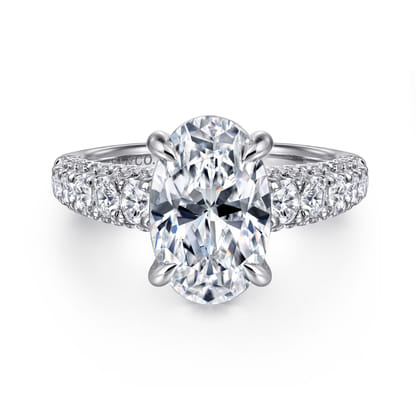 Andais - 14K White Gold Oval Shape Diamond Engagement Ring