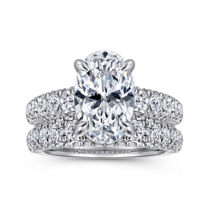 Andais - 14K White Gold Oval Shape Diamond Engagement Ring