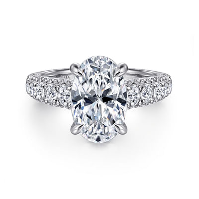 Andais - 18K White Gold Oval Cut Diamond Engagement Ring