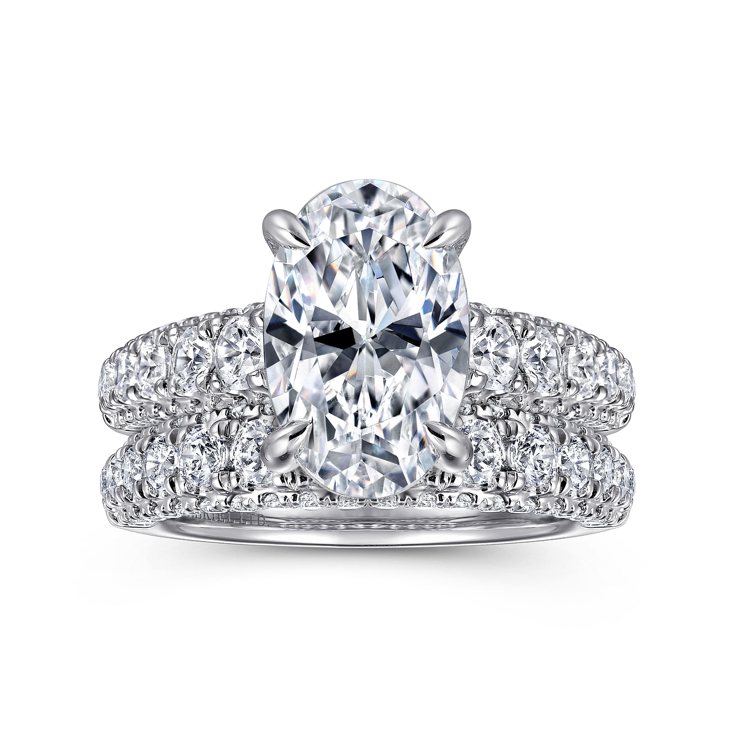 Andais - 18K White Gold Oval Cut Diamond Engagement Ring