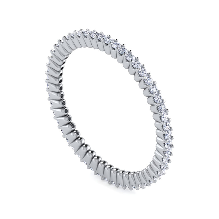 Eternity Band Wedding Ring in 14k White Gold with Round Natural Diamond at Gabriel & Co. - Shot 3
