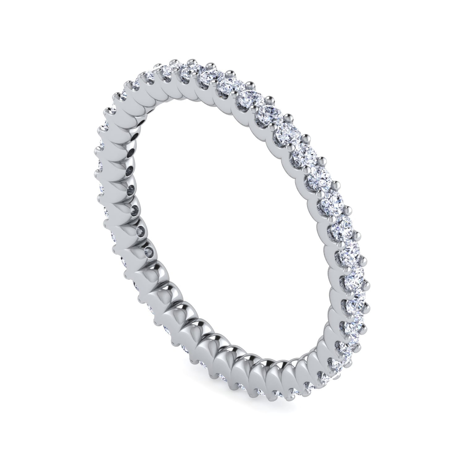 Eternity Band Wedding Ring in 14k White Gold with Round Natural Diamond at Gabriel & Co. - Shot 3