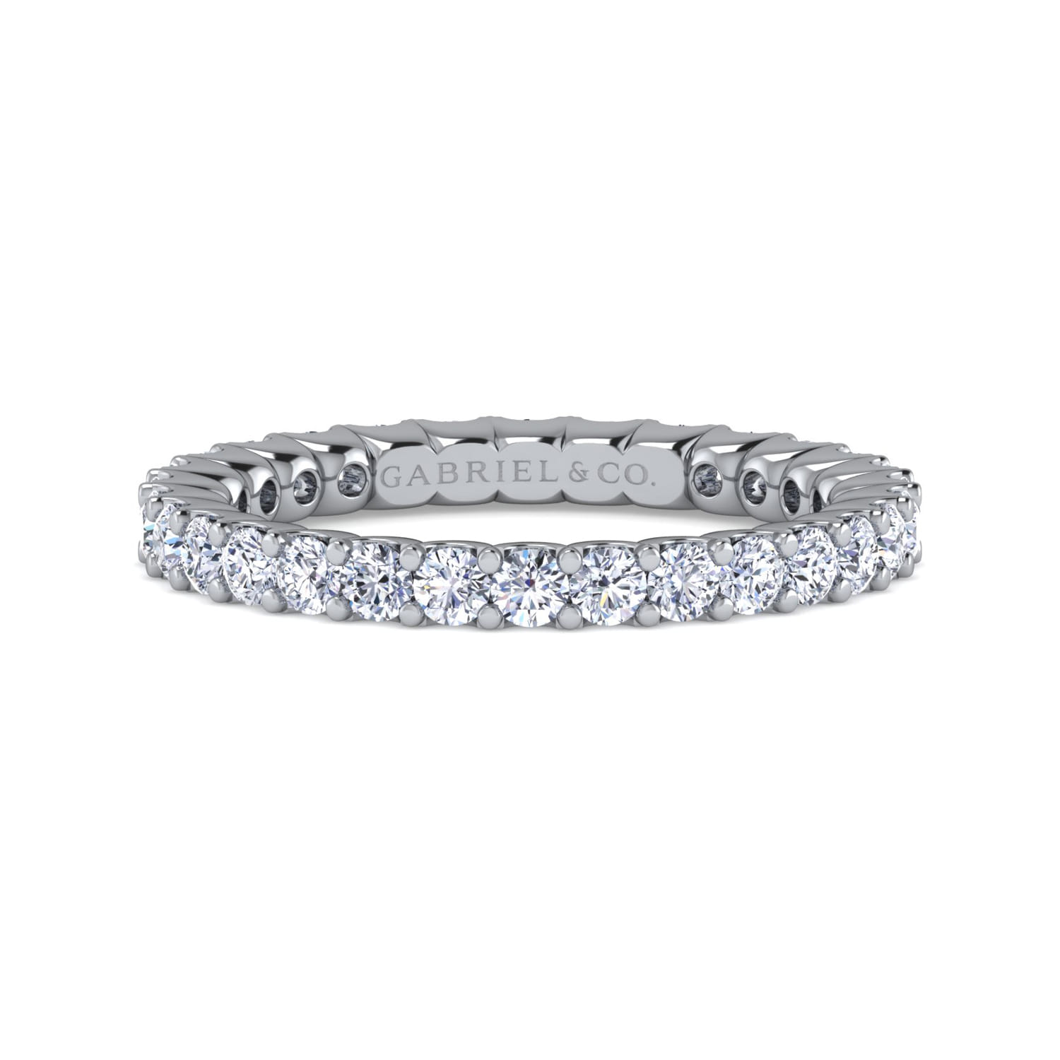 Eternity Band Wedding Ring in 14k White Gold with Round Natural Diamond at Gabriel & Co. - Shot 1