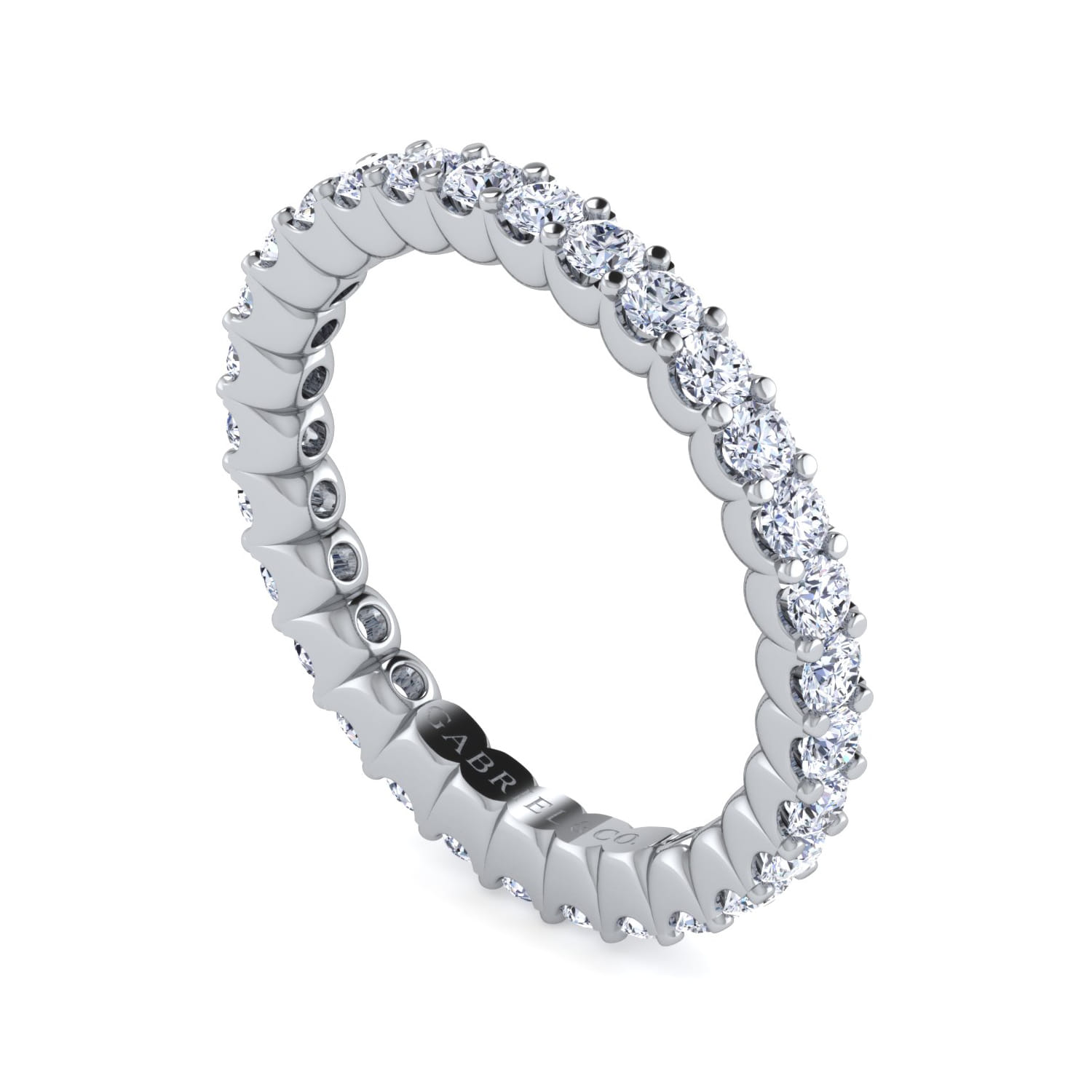 Eternity Band Wedding Ring in 14k White Gold with Round Natural Diamond at Gabriel & Co. - Shot 3