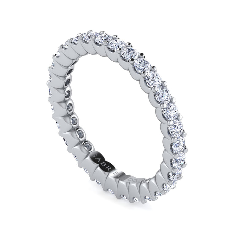 Eternity Band Wedding Ring in 14k White Gold with Round Natural Diamond at Gabriel & Co. - Shot 3