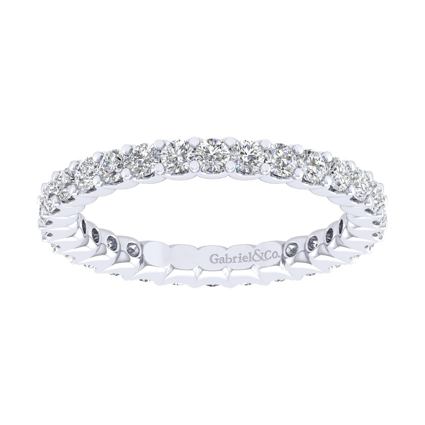 Eternity Band Wedding Ring in 14k White Gold with Round Natural Diamond at Gabriel & Co. - Shot 5