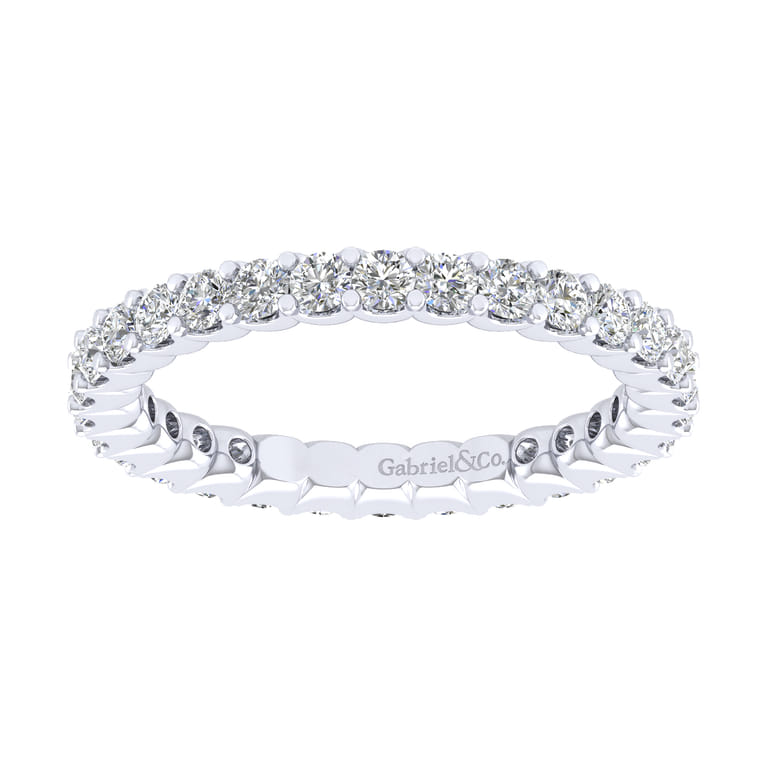 Eternity Band Wedding Ring in 14k White Gold with Round Natural Diamond at Gabriel & Co. - Shot 5