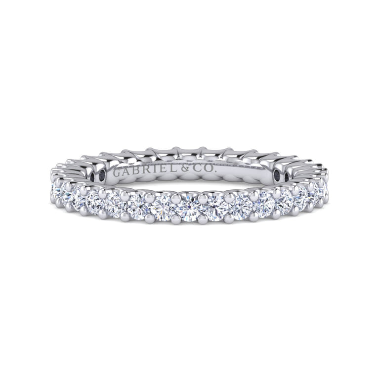 Eternity Band Wedding Ring in 14k White Gold with Round Natural Diamond at Gabriel & Co. - Shot 1