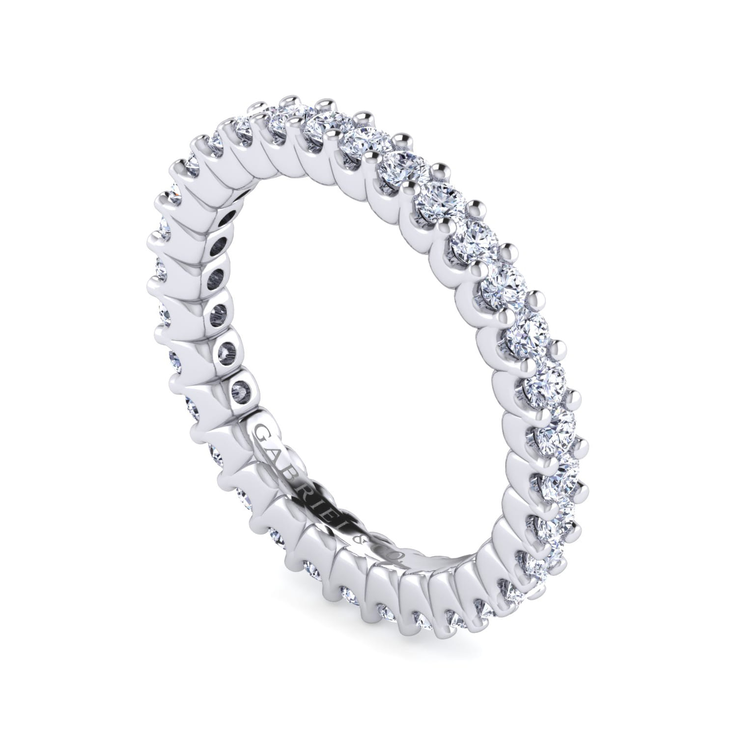 Eternity Band Wedding Ring in 14k White Gold with Round Natural Diamond at Gabriel & Co. - Shot 3