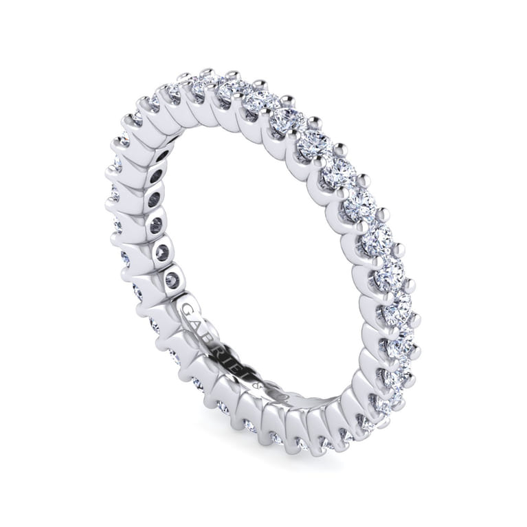 Eternity Band Wedding Ring in 14k White Gold with Round Natural Diamond at Gabriel & Co. - Shot 3