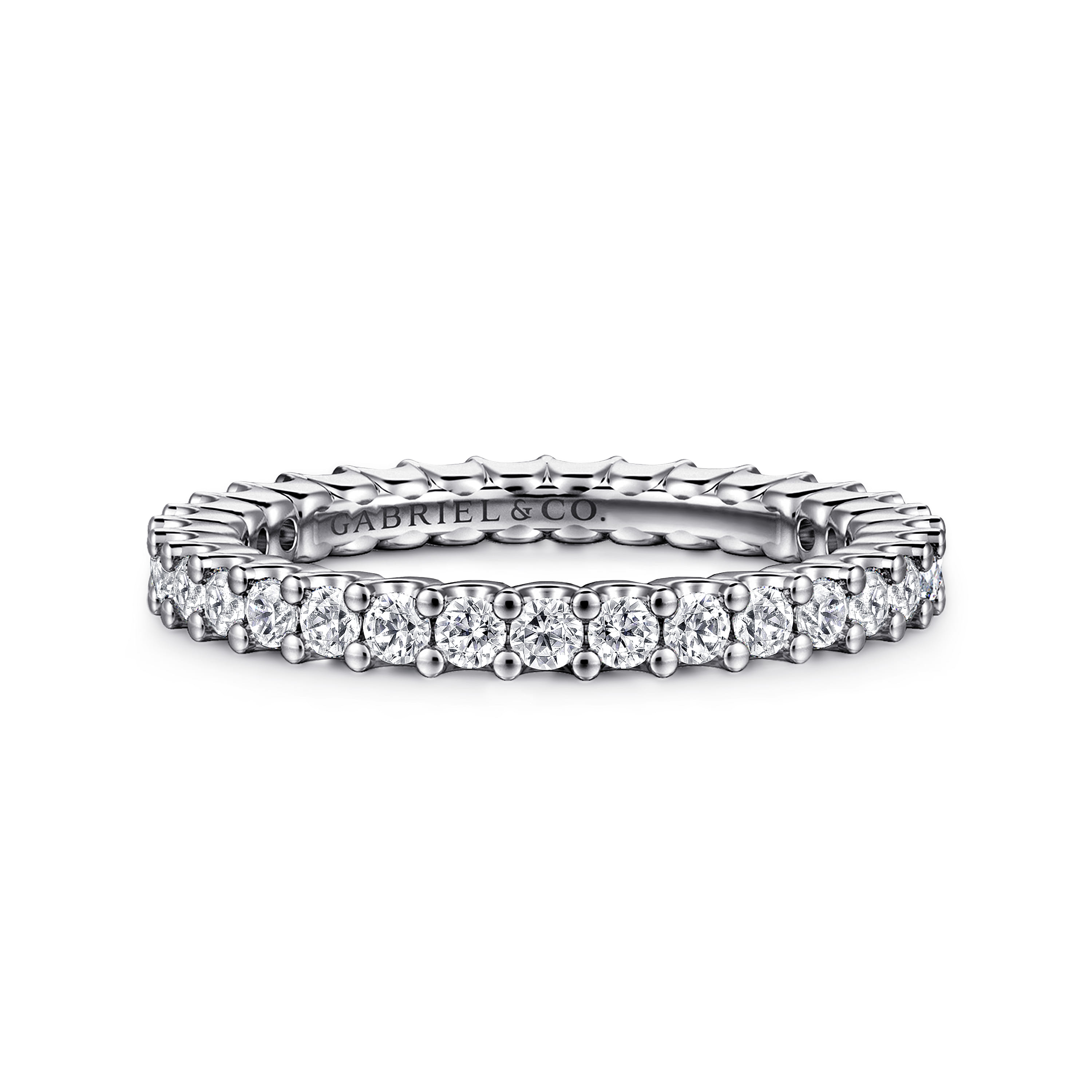 Eternity Band Wedding Ring in 14k White Gold with Round Natural Diamond at Gabriel & Co. - Shot 1