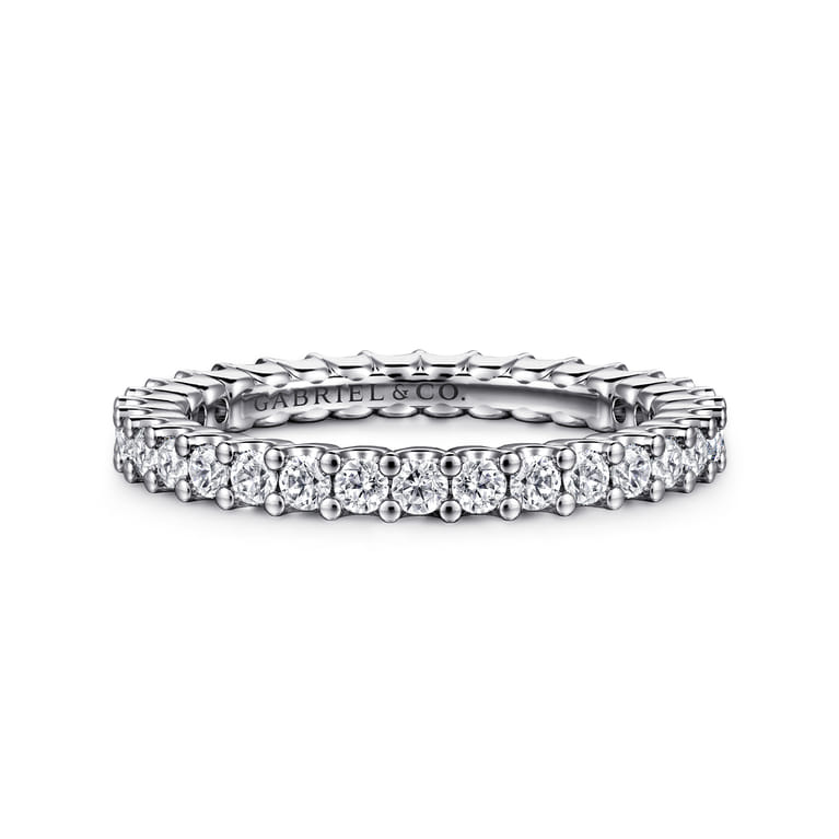 Eternity Band Wedding Ring in 14k White Gold with Round Natural Diamond at Gabriel & Co. - Shot 1
