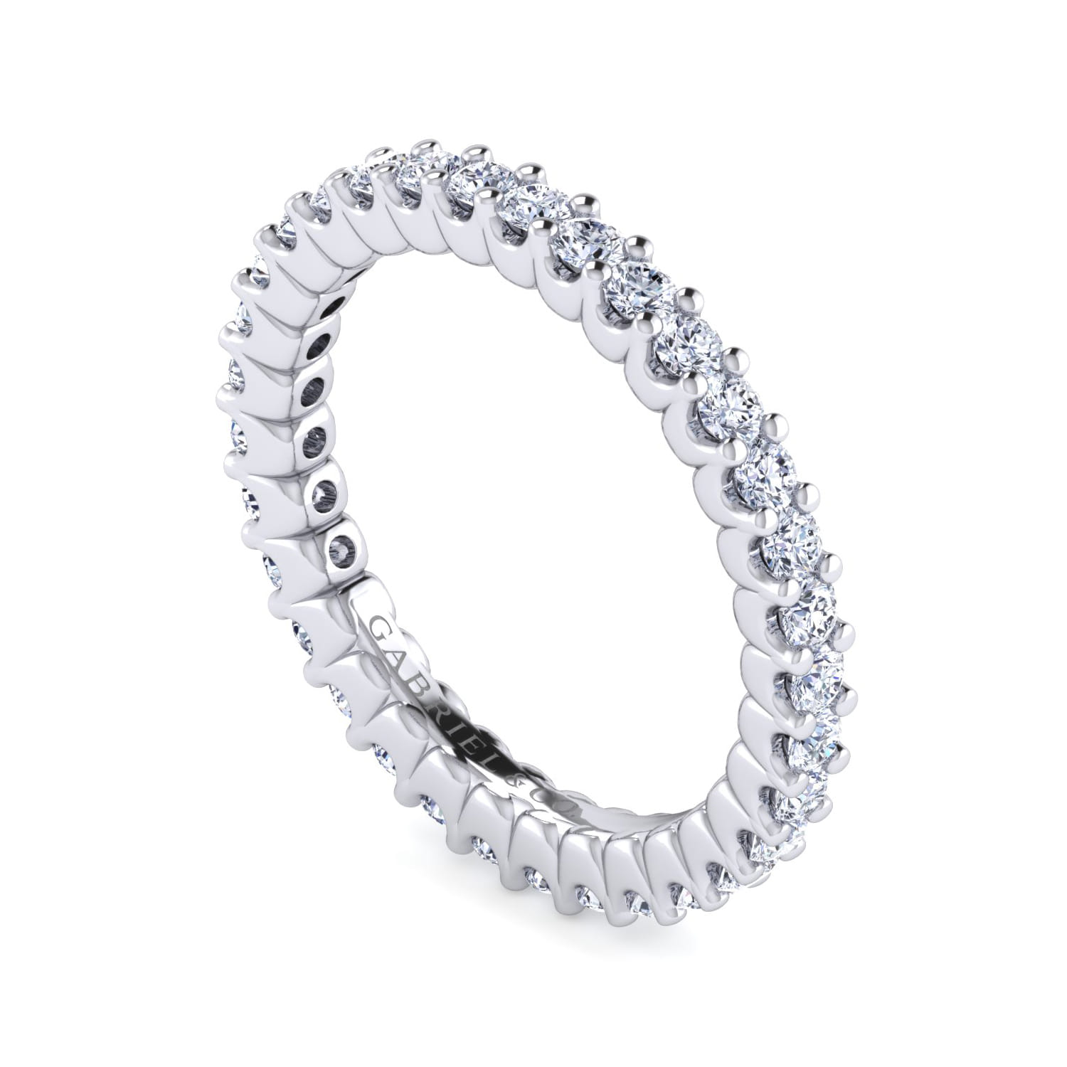 Eternity Band Wedding Ring in 14k White Gold with Round Natural Diamond at Gabriel & Co. - Shot 3