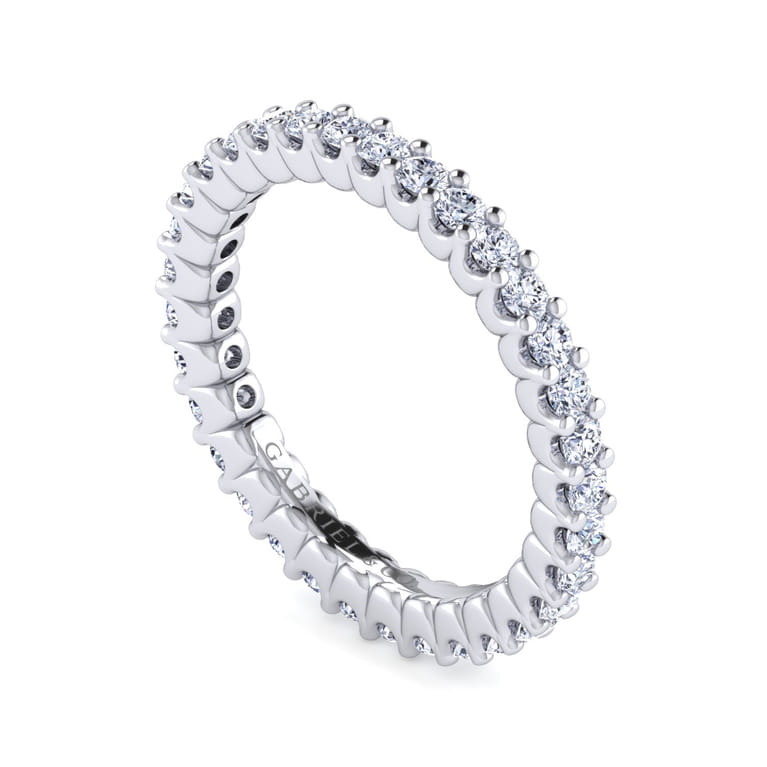 Eternity Band Wedding Ring in 14k White Gold with Round Natural Diamond at Gabriel & Co. - Shot 3