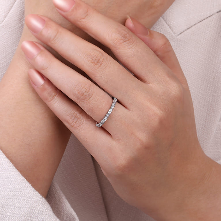 Eternity Band Wedding Ring in 14k White Gold with Round Natural Diamond at Gabriel & Co. - Shot 5