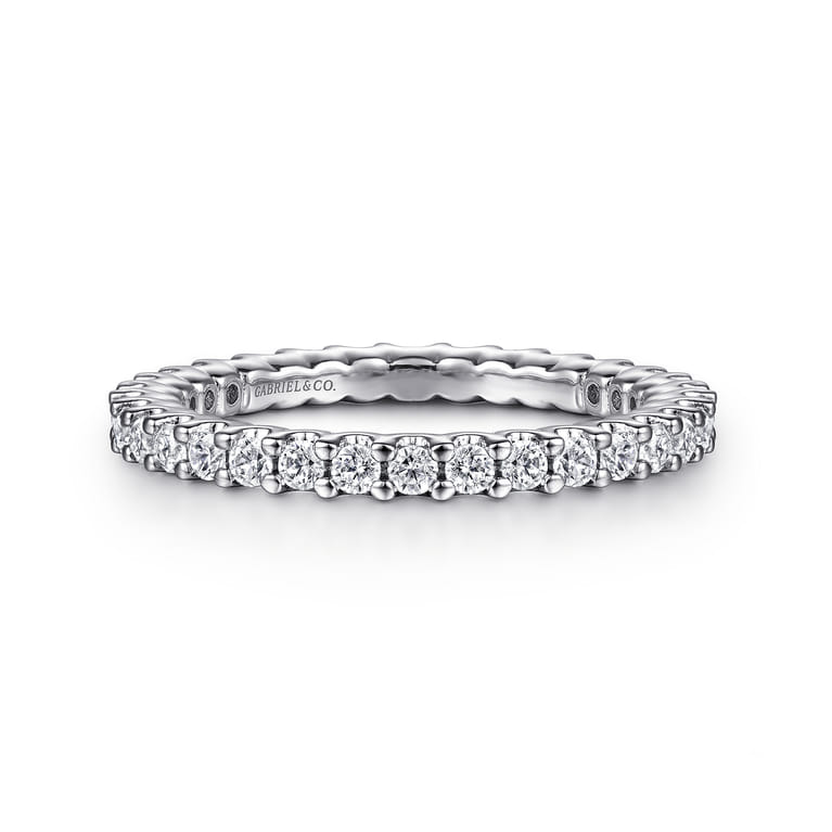 Eternity Band Wedding Ring in 14k White Gold with Round Natural Diamond at Gabriel & Co. - Shot 1