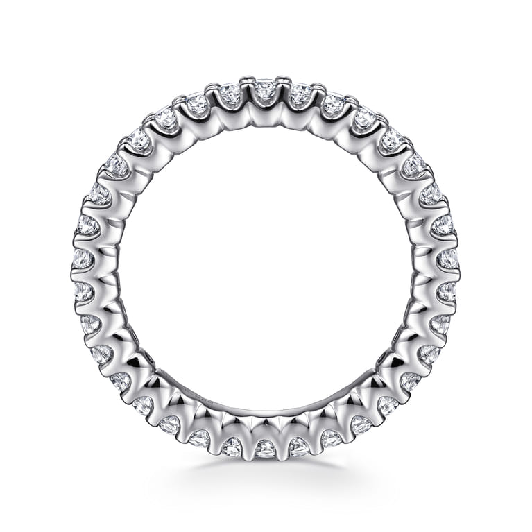 Eternity Band Wedding Ring in 14k White Gold with Round Natural Diamond at Gabriel & Co. - Shot 2
