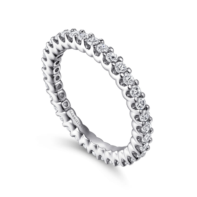 Eternity Band Wedding Ring in 14k White Gold with Round Natural Diamond at Gabriel & Co. - Shot 3