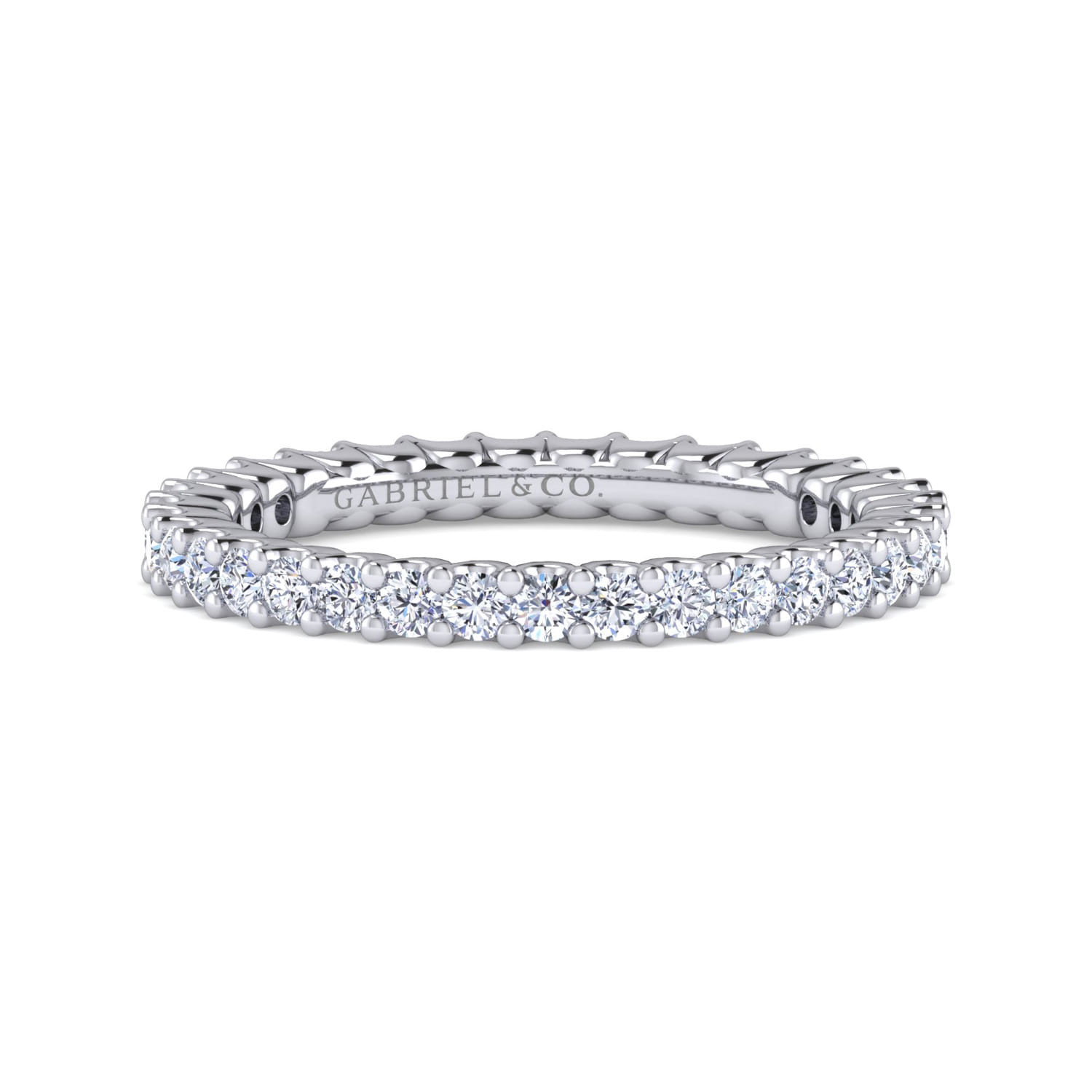 Eternity Band Wedding Ring in 14k White Gold with Round Natural Diamond at Gabriel & Co. - Shot 1
