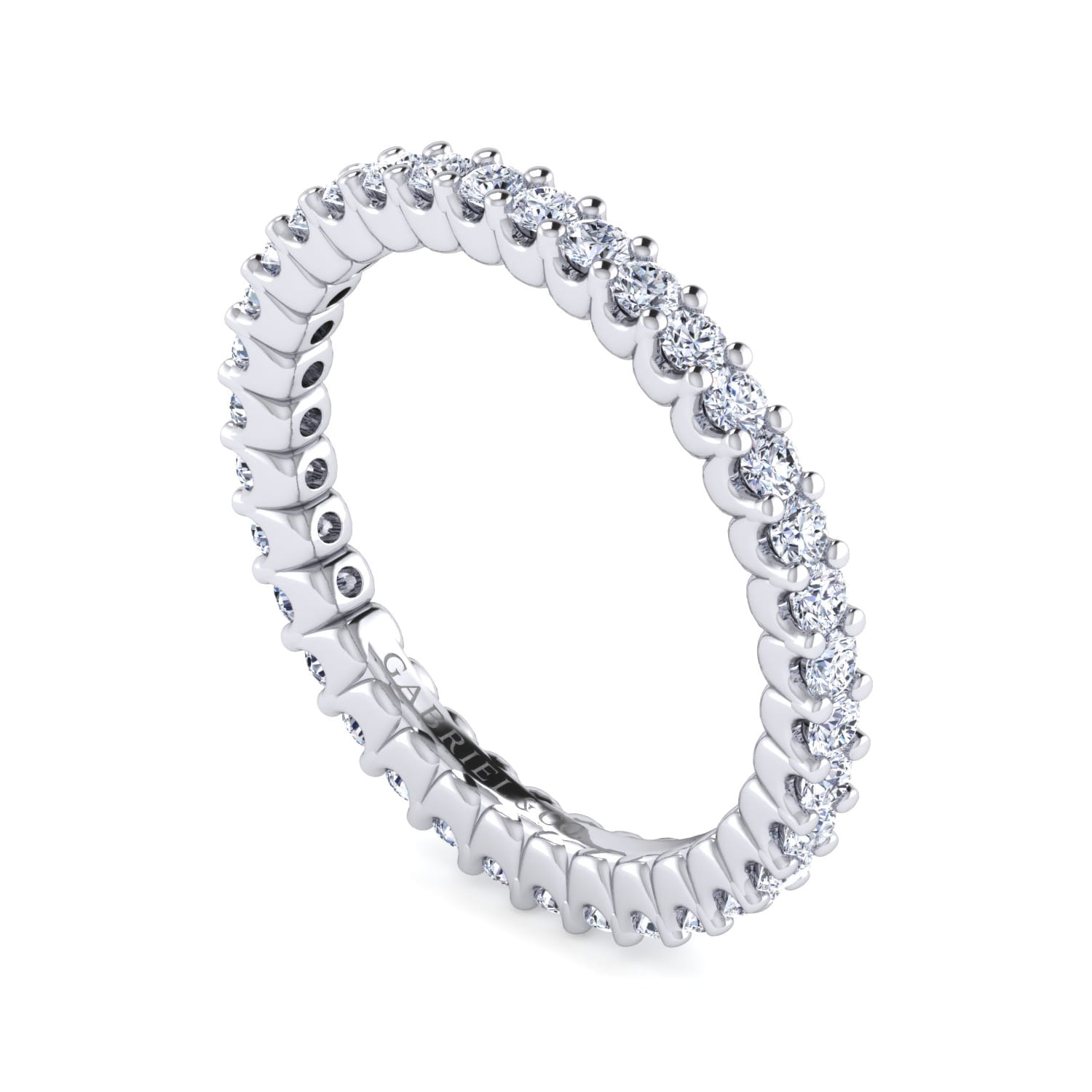 Eternity Band Wedding Ring in 14k White Gold with Round Natural Diamond at Gabriel & Co. - Shot 3
