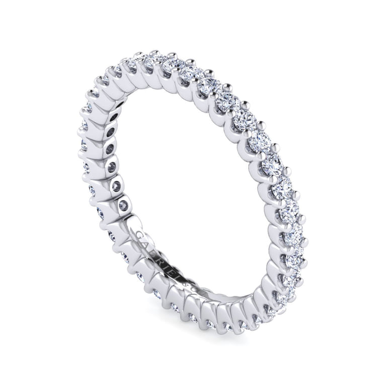 Eternity Band Wedding Ring in 14k White Gold with Round Natural Diamond at Gabriel & Co. - Shot 3