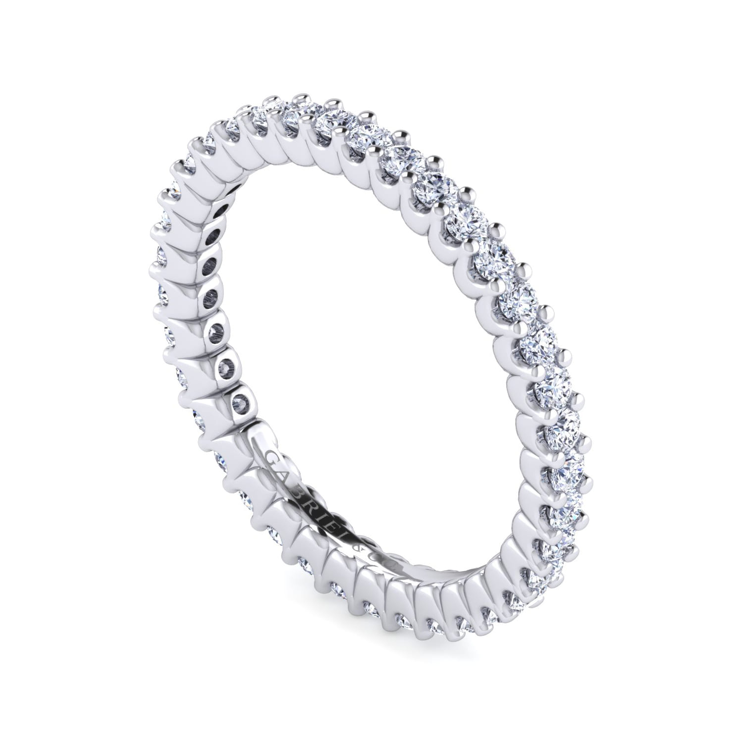 Eternity Band Wedding Ring in 14k White Gold with Round Natural Diamond at Gabriel & Co. - Shot 3