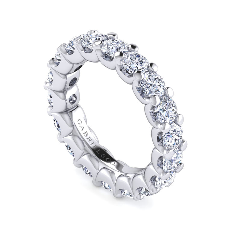 Eternity Band Wedding Ring in 14k White Gold with Round Natural Diamond at Gabriel & Co. - Shot 3