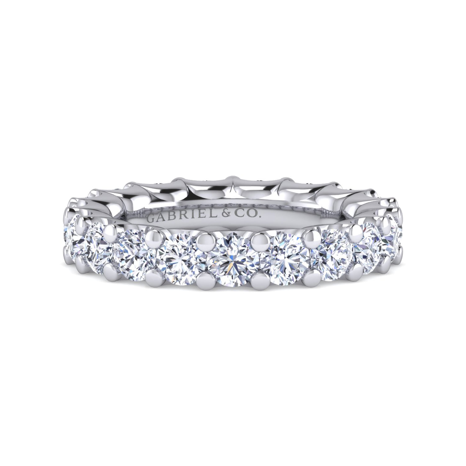 Eternity Band Wedding Ring in 14k White Gold with Round Natural Diamond at Gabriel & Co. - Shot 1