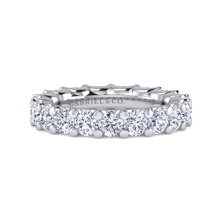 Eternity Band Wedding Ring in 14k White Gold with Round Natural Diamond at Gabriel & Co. - Shot 1
