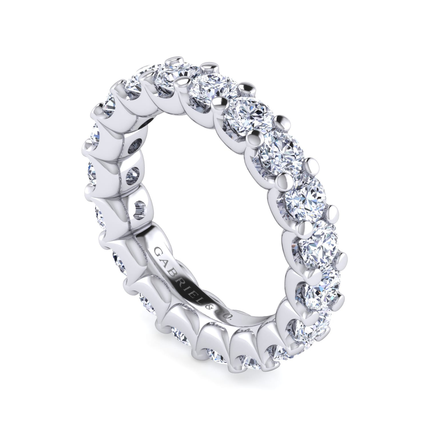 Eternity Band Wedding Ring in 14k White Gold with Round Natural Diamond at Gabriel & Co. - Shot 3