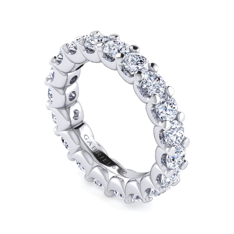 Eternity Band Wedding Ring in 14k White Gold with Round Natural Diamond at Gabriel & Co. - Shot 3