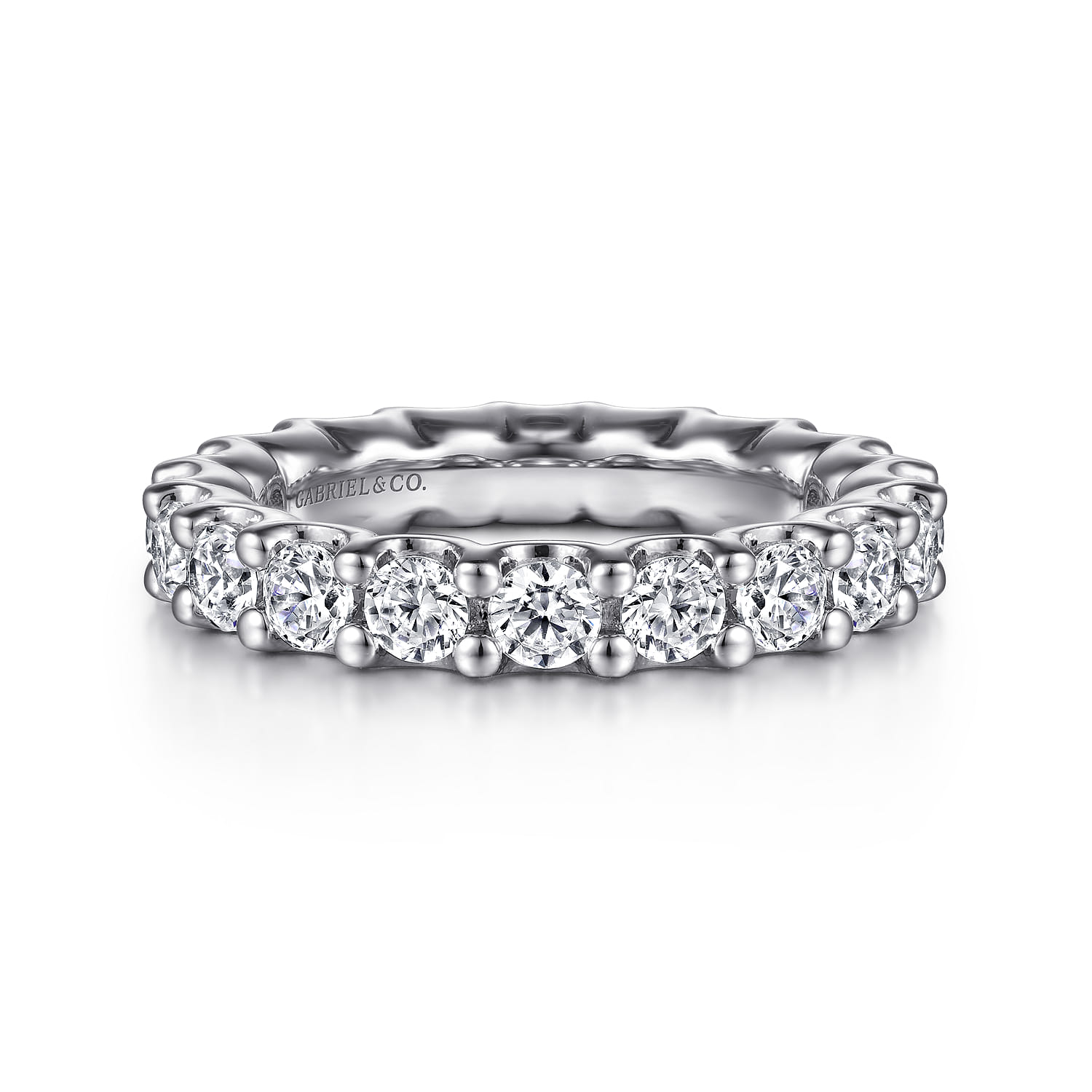 Eternity Band Wedding Ring in 14k White Gold with Round Natural Diamond at Gabriel & Co. - Shot 1